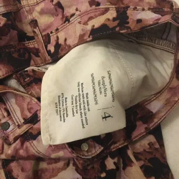 Simply Vera Vera Wang Pants Purple Floral Skinny Size 4 - Picture 4 of 11